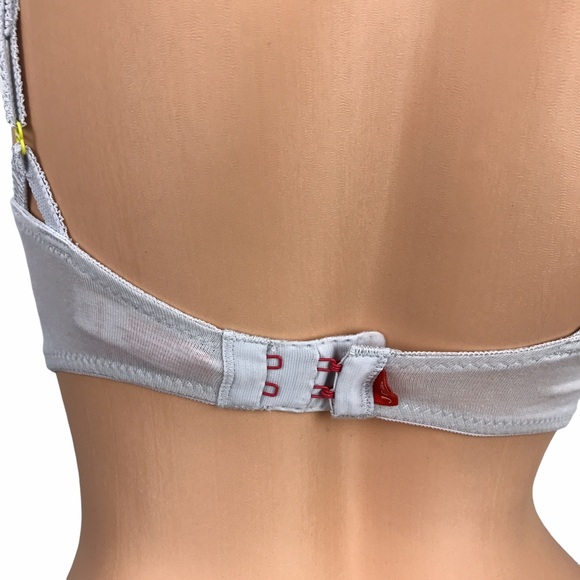 Josie Neon‎ Green 32D Contrast Lace Plunge Bralette Balconette Bra Unpadded - Picture 9 of 12